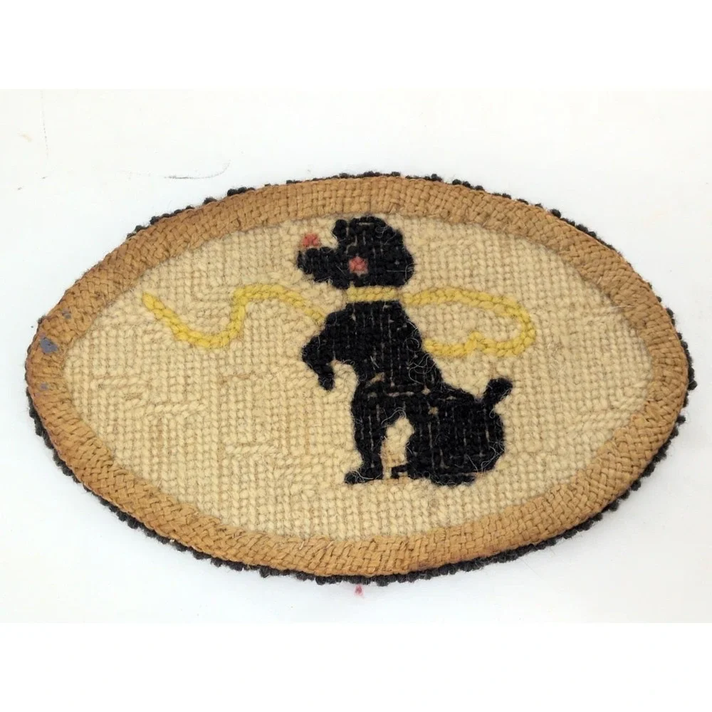 Antique American Hooked Rug Miniature 4